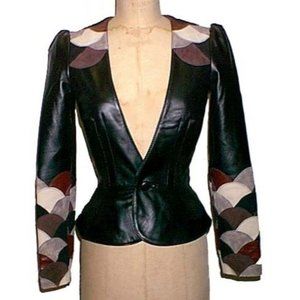 RARE NWT Trashy Diva Deco Scales Jacket in Black Leather & Suede Patchwork